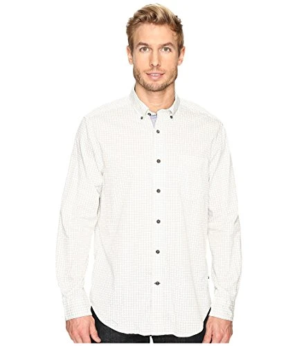 Men's Printed Twill Button-Down Shirt - Beige -