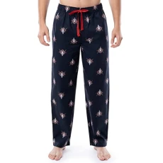 mens Printed Woven Micro-sanded Cotton Sleep Pajama Pants, Navy, 3XL