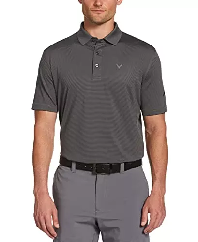 Men's Pro Spin Fine Line Short Sleeve Golf (Size X-small-4x Big & Tall) Polo Shirt, Caviar, 4XL