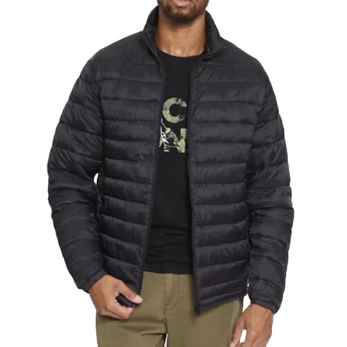 Mens Puffer Jacket- Long Sleeve Regular Fit Stand Collar Mens Fashion Quilted Jacket Casual and Winter Wear for Men (as8, alpha, l, regular, regular, Black)