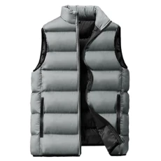 Men's Puffer Vest Winter Warm Down Vest Solid Color Stand Collar Lightweight Gilets Grey XXL Men's Puffer Vest Winter Warm Down Vest Solid Color Stand Collar Lightweight Gilets Grey XXL