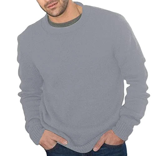 Men's Pullover Crew Neck Men's Autumn and Winter Solid Fasting Warm Cardigan Knitted Coat Men's Brig