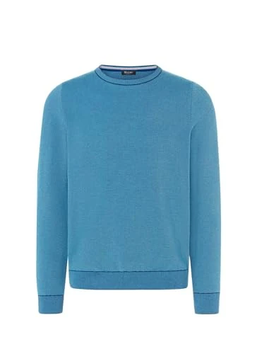 Men's Pullover Crew Neck Organic Cotton Sweater, Nautic Blue, 44