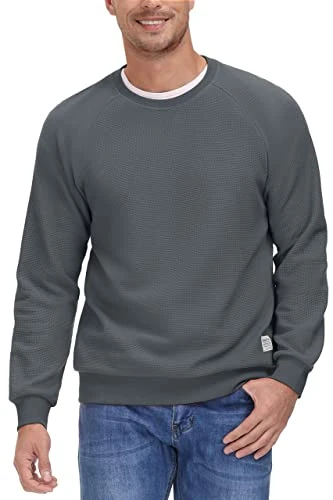 Men's Pullover Sweatshirts Casual Long Sleeve Shirts Lightweight Cotton Leisure Workwear for Men,Dar