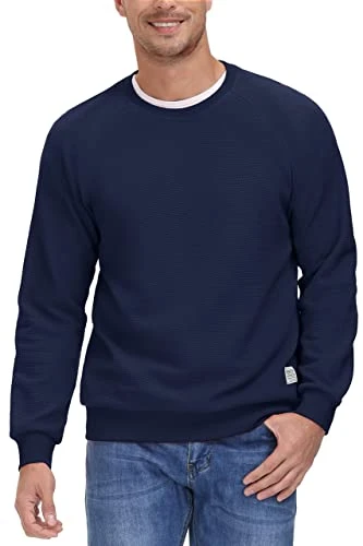 Mens Pullover Sweatshirts Plain Workwear Casual Crew Neck Long Sleeve Sweater Tops Sports Leisure,Na