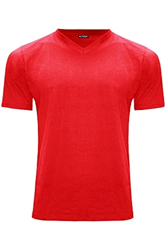 Mens Pullover T Shirt V Neck Gym Basic Tee Top Sports T-Shirt Mens V Neck Red Small