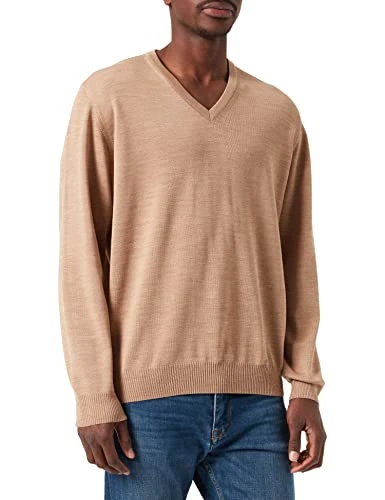 Men's Pullover V-Neck Merino Wool Washable Sweater, Deep Desert, 46