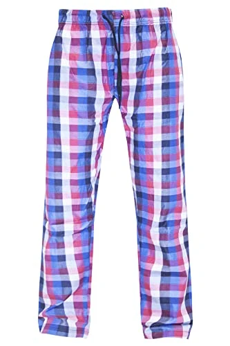 Mens Pyjama Bottom Cotton Woven Stripes Pyjama Sleeping PJs Nightwear Trousers Pyjama Bottom Sky Blue/White Small