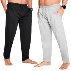 Mens Pyjama Bottoms - Jersey Lounge Pants with Pockets, Pack of 2 (4XL, Grey/Black, Drawstring Waist) Mens Pyjama Bottoms - Jersey Lounge Pants with Pockets, Pack of 2 (4XL, Grey/Black, Drawstring Waist)