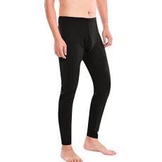 Men's Pyjama Bottoms, Super Thick Men's Thermal Trousers with Simple Bottom Made of Cotton and Wool, Cold Flannel Trousers, Denim Trousers, BK1, XL