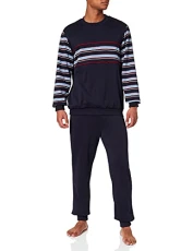 Men's Pyjama Thermolactyl en Molleton Sets, Navy Blue Striped, XL Men's Pyjama Thermolactyl en Molleton Sets, Navy Blue Striped, XL