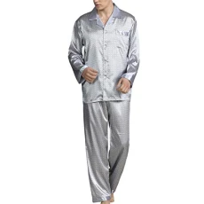 Mens Pyjamas Geometric Print Long-sleeved Pajamas for Men Sleepwear Two Pieces Thin Pyjama Set Type 15 3XL Mens Pyjamas Geometric Print Long-sleeved Pajamas for Men Sleepwear Two Pieces Thin Pyjama Set Type 15 3XL