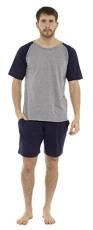 Mens Pyjamas, Men's Short PJs, Lounge Wear Set for Men (Navy, L)
