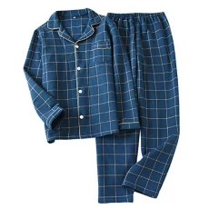 Mens Pyjamas Set Cotton Pjs Long Sleeve Classic Plaid Pyjamas 2 Piece Lounge Wear Traditional Pjs Nightwear Dark Blue M Mens Pyjamas Set Cotton Pjs Long Sleeve Classic Plaid Pyjamas 2 Piece Lounge Wear Traditional Pjs Nightwear Dark Blue M