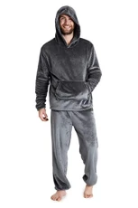 Mens Pyjamas Set, Warm Fleece Pyjamas for Men with Fluffy Hoodie (Charcoal, M) Mens Pyjamas Set, Warm Fleece Pyjamas for Men with Fluffy Hoodie (Charcoal, M)