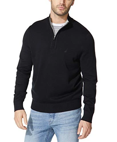 Men's Quarter-Zip Sweater, True Black, Large