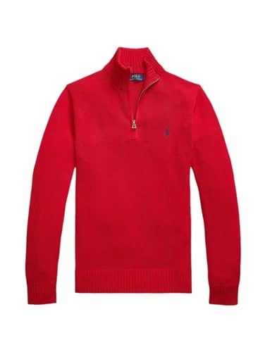 Men's Quarter-Zip Wool Blend Sweater, Red, Medium