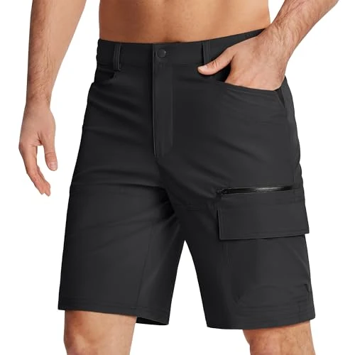 Men's Quick Dry Safari Shorts Breathable Outdoor Hiking Climbing Short Pants Black