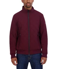 Men's Quilted Bomber Jacket, Bold Burgundy, Small Men's Quilted Bomber Jacket, Bold Burgundy, Small