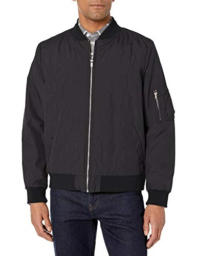 Men's Quilted Boston Flight Jacket, Black, Medium