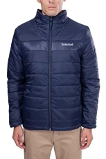 - Men's Quilted Down Jacket with Logo, blue, XXXL
