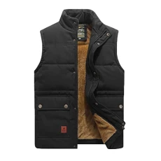 Men's Quilted Fleece Lined Bodywarmer Waistcoat Padded Gilet Sleeveless Coat Workwear Hiking Outdoor Warm Winter Jacket Vest Top Black 5XL