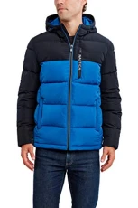 Men's Quilted Hooded Parka Jaket Jacket, Monaco Blue, Large