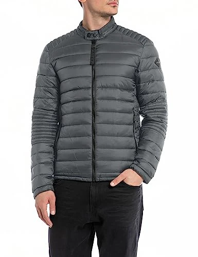 men's quilted jacket, transition jacket, recycled nylon, gray (Titanium 291), XS
