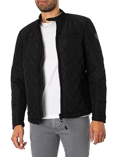 men's quilted jacket, transition jacket without hood, black (Black 098), L