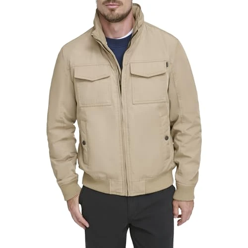 Men's Quilted Lined Flight Bomber Jacket, Harvest Gold, L