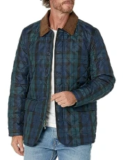 Men's Quilted Pattern Walking Coat, Navy Multi, XL
