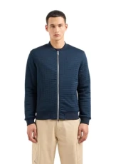 Men's Quilted Polyester Bomber Lightweight Jacket Outerwear, Navy, L Men's Quilted Polyester Bomber Lightweight Jacket Outerwear, Navy, L