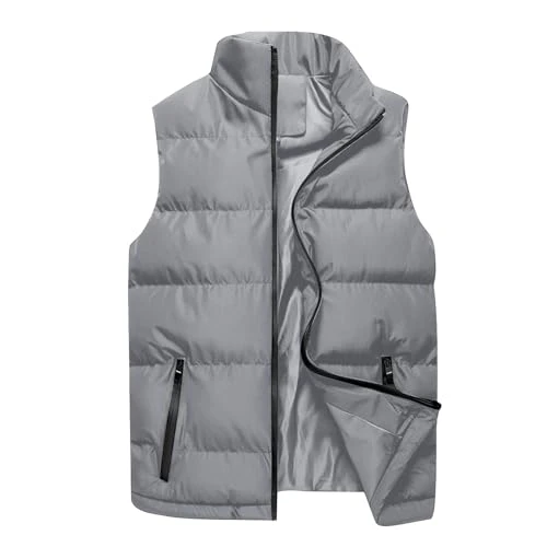 Men's Quilted Puffer Vest Padded Gilet Bodywarmer Down Jacket Body Warmer Sleeveless Puffer Coats with Zip Pockets Winter Outdoor Work Sports Running Waistcoat UK Sale Clearance