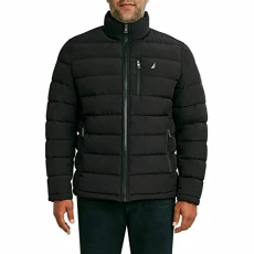 Men's Quilted Stretch Puffer Jacket, Black, XXL Men's Quilted Stretch Puffer Jacket, Black, XXL