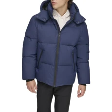 Men's Quilted Tech Hooded Puffer Jacket, Navy, S Men's Quilted Tech Hooded Puffer Jacket, Navy, S