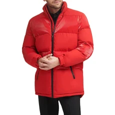 Men's Quilted Walking Fashion Puffer, Shiny Red, S Men's Quilted Walking Fashion Puffer, Shiny Red, S