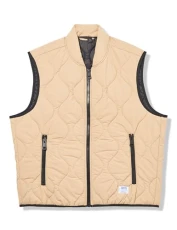 Men's Quilted Zip Up Bomber Jacket, Beige, S