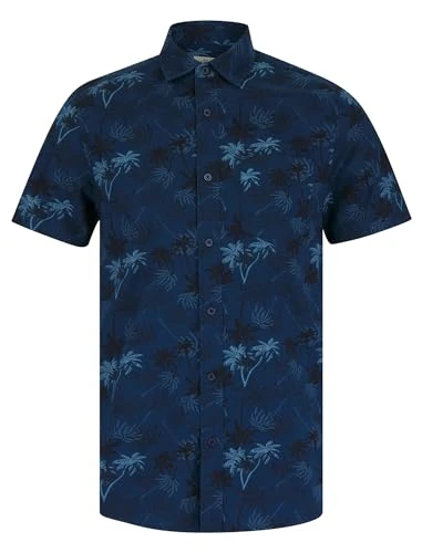 Men's 'Quintana' Palm Leaf Print Short Sleeve Cotton Poplin Hawaiian Shirt