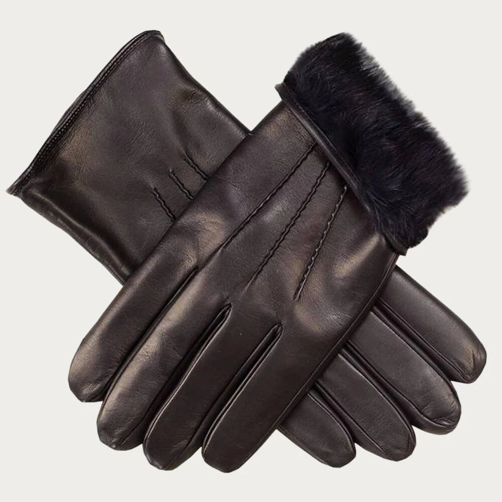 Mens Rabbit Fur Lined Leather Gloves