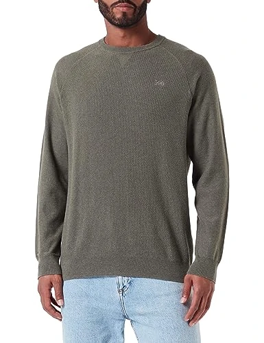 Men's Raglan Crew Knit Sweater, Olive Grove, L