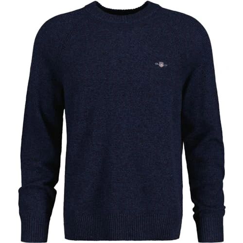 Mens Raglan Crew Sweater Navy Melange L