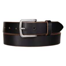 Men's Raw Cut Edged Leather Jean Belt, Black, 40"