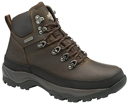 Men's Rayrock Lace Up Premium Leather Waterproof Hiking/Walking Boot (9 UK, Waxy Brown, numeric_9)