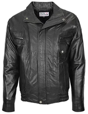 Mens Real Leather Bomber Jacket Classic Blouson Style Robert (M, Black) Mens Real Leather Bomber Jacket Classic Blouson Style Robert (M, Black)