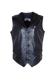 Mens Real Leather Gilet Classic Vest Button Fastening Waistcoat SAM Black Sizes S M L XL XXL XXXL (as8, alpha, m, regular, regular)