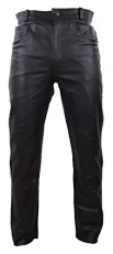Mens Real Leather Jeans Hide Trousers Biker Racing Classic - Black 40 Mens Real Leather Jeans Hide Trousers Biker Racing Classic - Black 40
