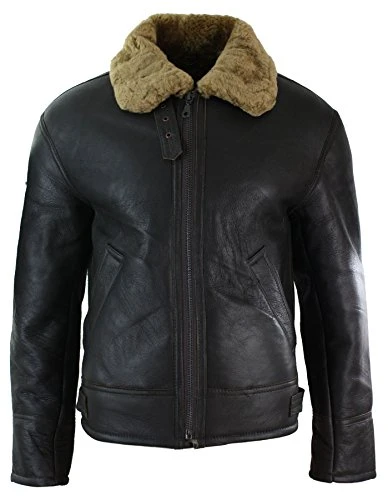 Mens Real Leather Sherling Sheepskin Original B3 Flying Pilot Jacket Warm Winter