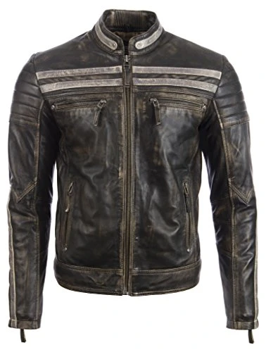 Men’s Real Leather Special Retro Fashion Jacket (4W9C) 4XL