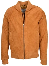 Mens Real Suede Bomber Jacket MA-1 Varsity Style Trevor (L, Tan) Mens Real Suede Bomber Jacket MA-1 Varsity Style Trevor (L, Tan)