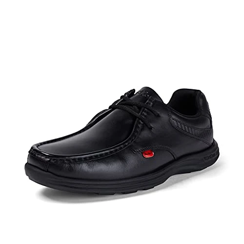 Men's Reasan Lace Up Leather School Shoes, Black, 7 UK